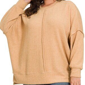 NWT Zenana Plus Brushed Melange Hacci Oversized Sweater